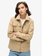 Superdry Canyon Beige 100% Cotton Emb Chore Jacket - Image 3 of 6