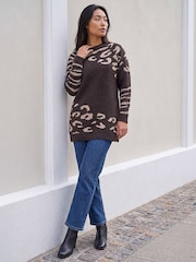 Roman Brown Petite Animal Jumper - Image 2 of 4