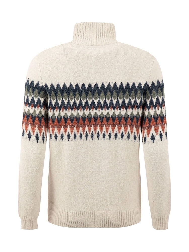 Buy Weird Fish Cream Lenka Pattern Sparkle Zip Through Knit Cardigan ...