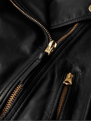Superdry Black Studded Leather Biker Jacket - Image 5 of 5