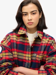 Superdry Navy/Red Check Check Flannel 100% Cotton Overshirt - Image 3 of 5