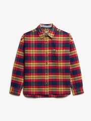 Superdry Navy/Red Check Check Flannel 100% Cotton Overshirt - Image 4 of 5
