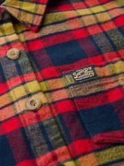 Superdry Navy/Red Check Check Flannel 100% Cotton Overshirt - Image 5 of 5