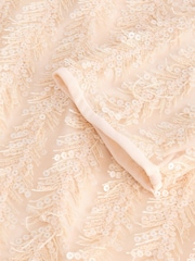 Pastel Pink Long Sleeve V-Neck Fringe Sequin Mini Dress - Image 8 of 9