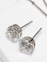 Sterling Silver Cubic Zirconia Large Stud Earrings - Image 2 of 3