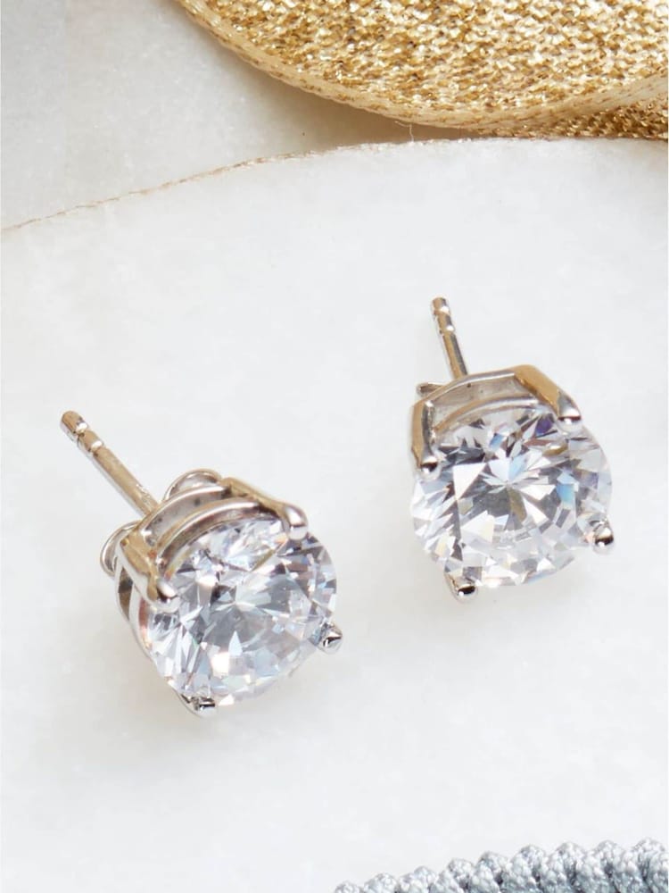 Sterling Silver Cubic Zirconia Large Stud Earrings - Image 3 of 3