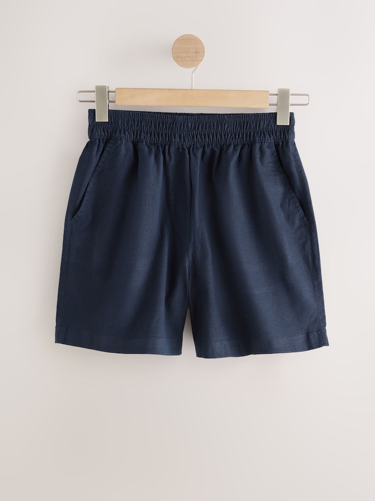 Navy Blue Linen Rich Shorts - Image 1 of 1
