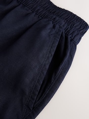 Navy Blue Linen Rich Summer Shorts - Image 7 of 8