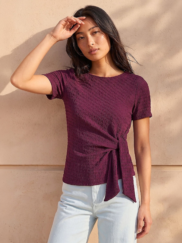 Roman Red Petite Textured Top - Image 1 of 4 Roman Red Petite Textured Top - Image 1 of 4