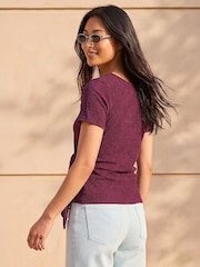 Roman Red Petite Textured Top - Image 3 of 4