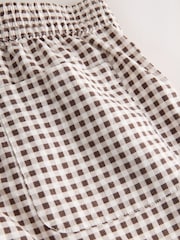 Chocolate Brown/Ecru Gingham Linen Rich Shorts - Image 4 of 4