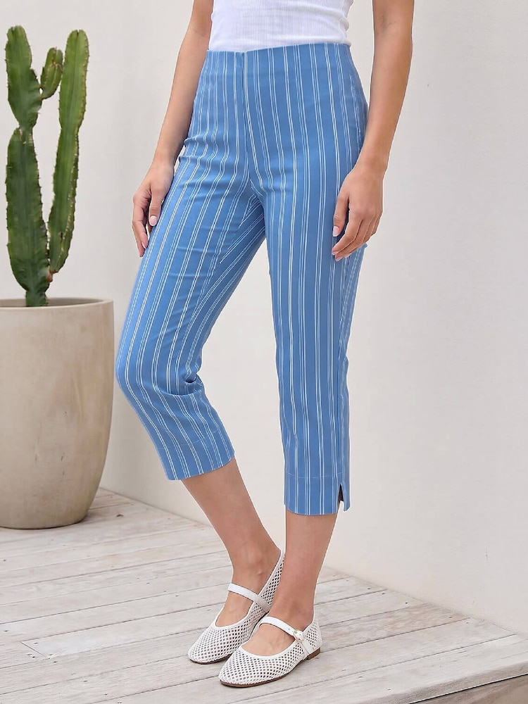Roman Blue Petite Stripe Cropped Trousers - Image 1 of 4