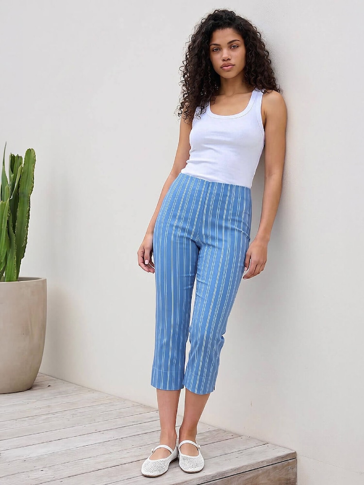 Roman Blue Petite Stripe Cropped Trousers - Image 2 of 4