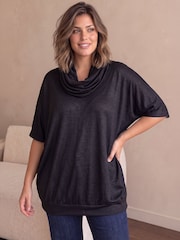 Roman Black Curve Jersey Bubble Hem Top - Image 1 of 4