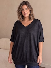 Roman Black Curve Jersey Bubble Hem Top - Image 3 of 4