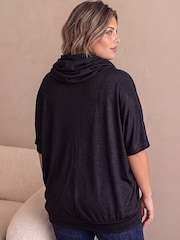 Roman Black Curve Jersey Bubble Hem Top - Image 4 of 4