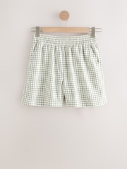 Green/Ecru Gingham Linen Rich Shorts - Image 1 of 2