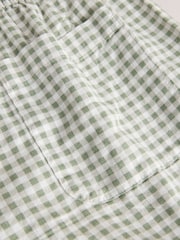 Green/Ecru Gingham Linen Rich Shorts - Image 5 of 5