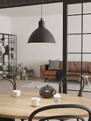 Eglo Black Priddy Domed Single Pendant Ceiling Light - Image 1 of 4
