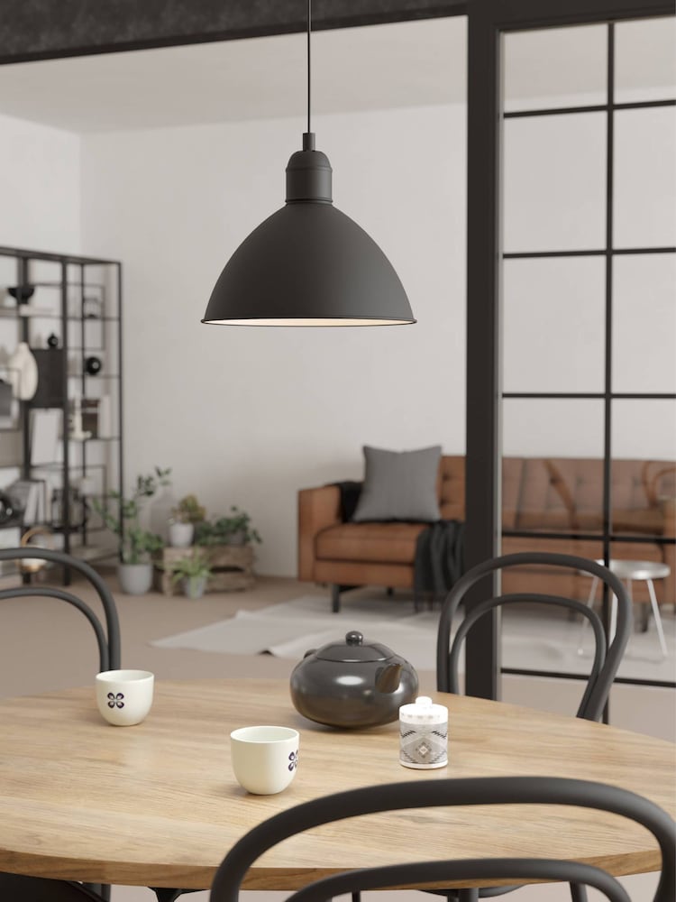 Eglo Black Priddy Domed Single Pendant Ceiling Light - Image 1 of 4 Eglo Black Priddy Domed Single Pendant Ceiling Light - Image 1 of 4