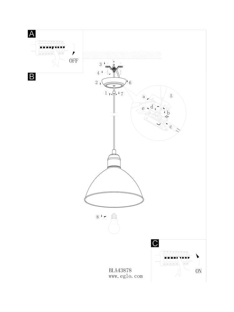 Eglo Black Priddy Domed Single Pendant Ceiling Light - Image 5 of 5