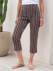 Roman Brown Petite Stripe Cropped Trousers - Image 1 of 4