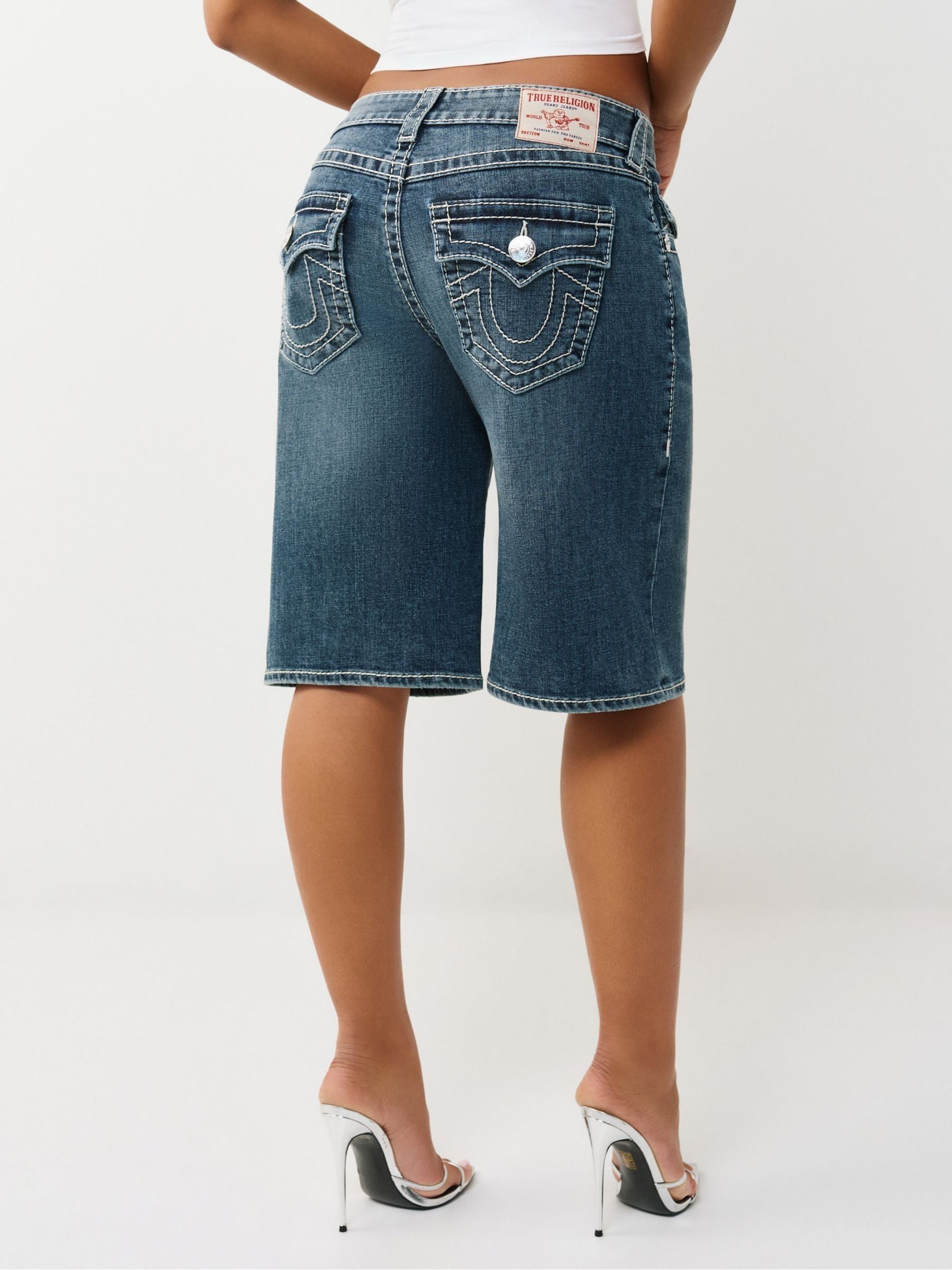 Buy True Religion Blue Baggy Denim Jort Big T Flap Denim Shorts