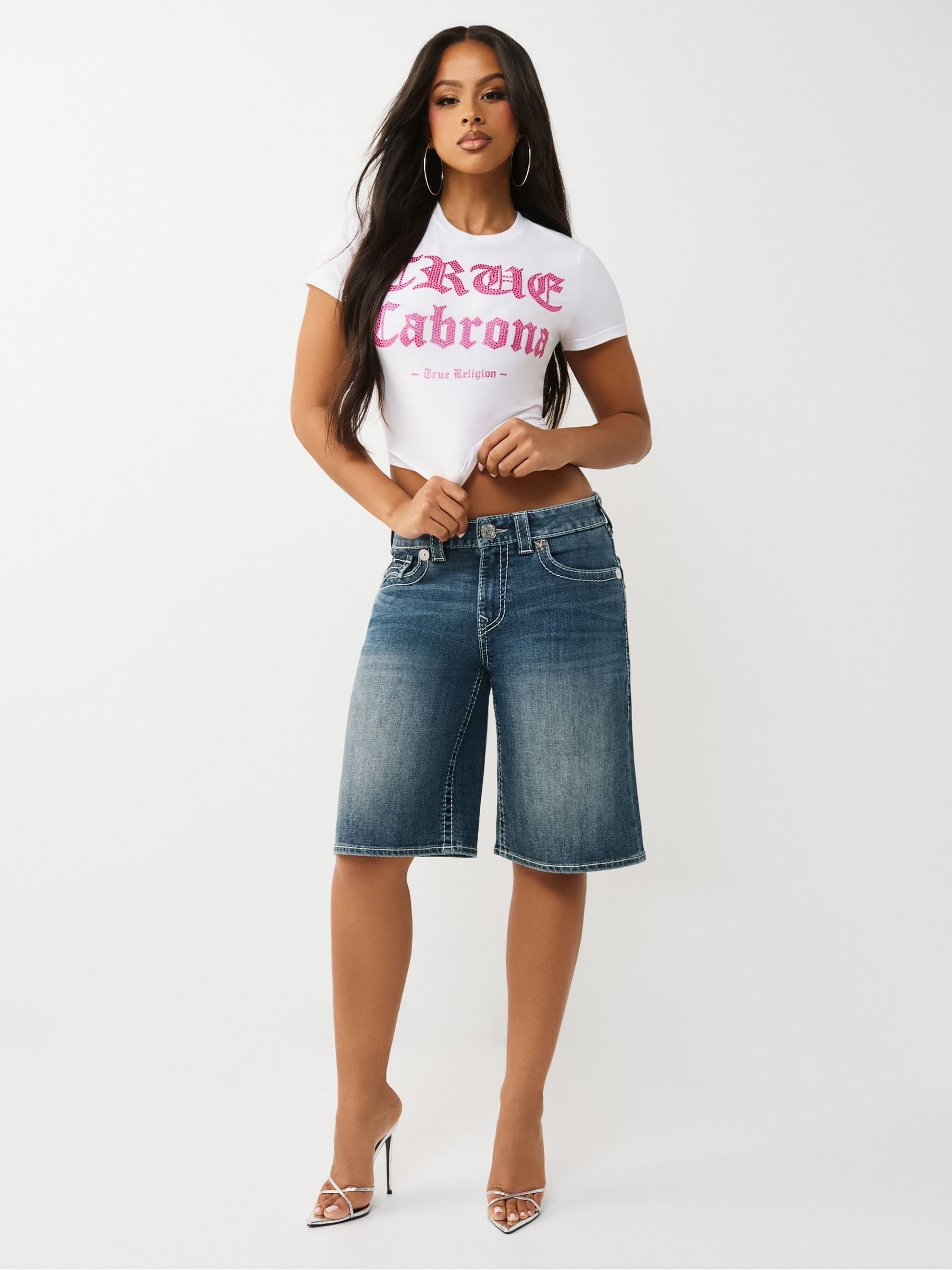 Buy True Religion Blue Baggy Denim Jort Big T Flap Denim Shorts