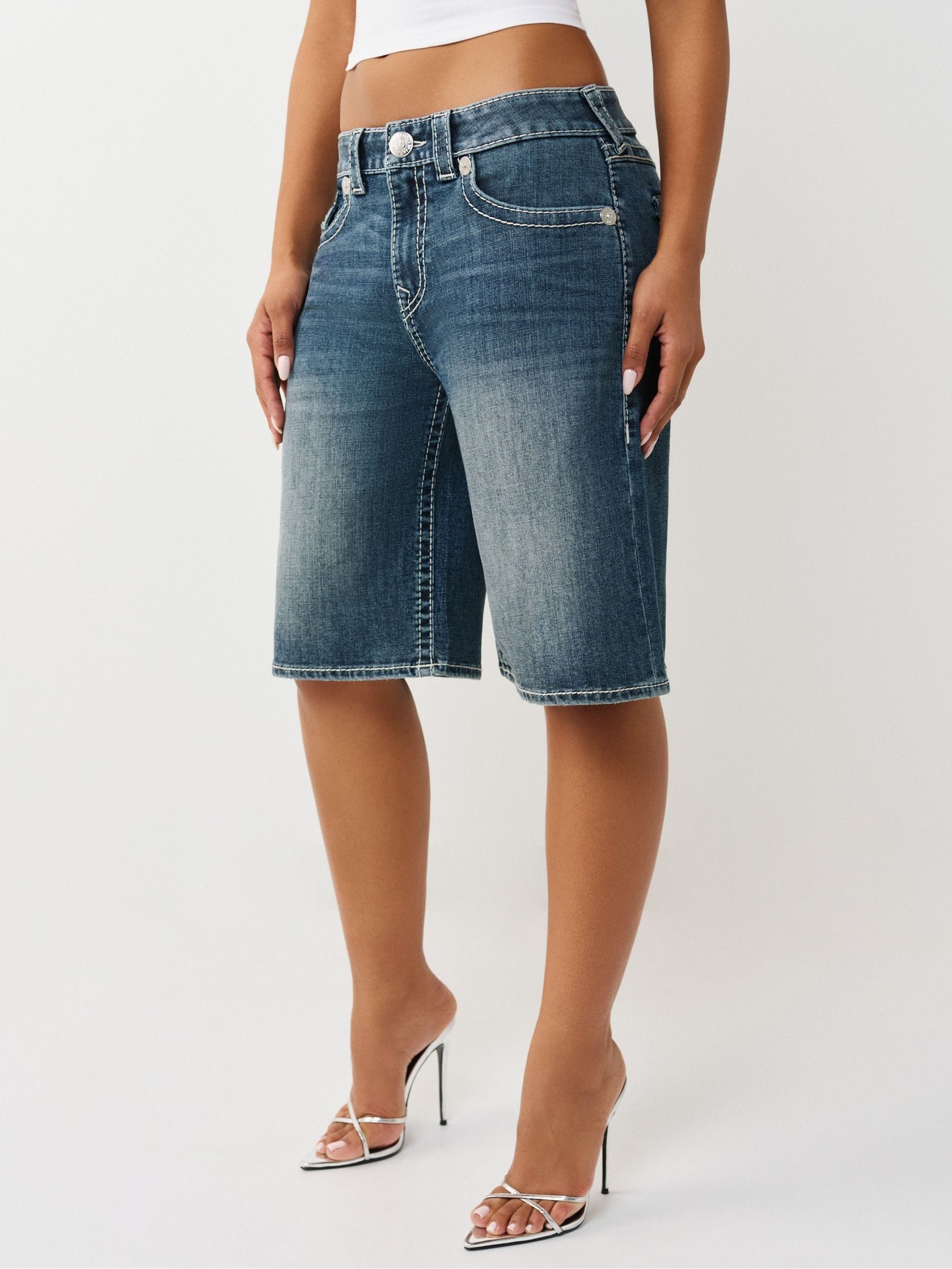 Buy True Religion Blue Baggy Denim Jort Big T Flap Denim Shorts