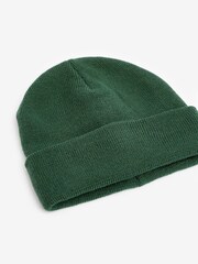 Forest Green Flat Knit Beanie Hat (3mths-16yrs) - Image 2 of 2