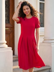 Roman Red Petite Textured Midi Dress - Image 1 of 4