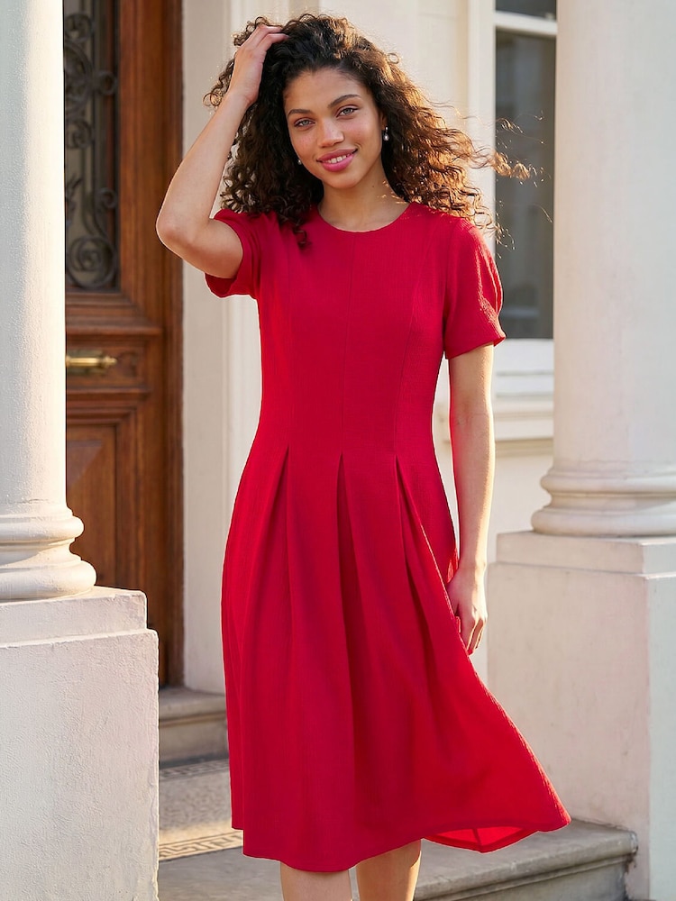 Roman Red Petite Textured Midi Dress - Image 1 of 4