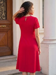 Roman Red Petite Textured Midi Dress - Image 3 of 4