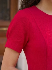 Roman Red Petite Textured Midi Dress - Image 4 of 4