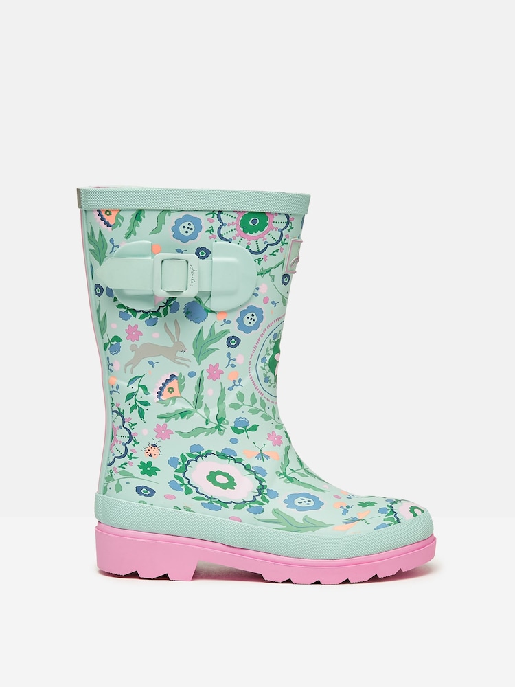 Joules Kids' Teal Blue Printed Wellies - Image 1 of 6