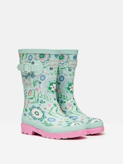 Joules Kids' Teal Blue Printed Wellies - Image 2 of 6