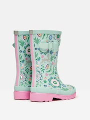Joules Kids' Teal Blue Printed Wellies - Image 3 of 6