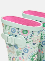 Joules Kids' Teal Blue Printed Wellies - Image 5 of 6