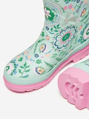 Joules Kids' Teal Blue Printed Wellies - Image 6 of 6