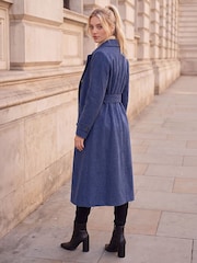 Roman Blue Petite Double Breasted Trench Coat - Image 3 of 4