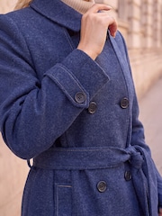 Roman Blue Petite Double Breasted Trench Coat - Image 4 of 4