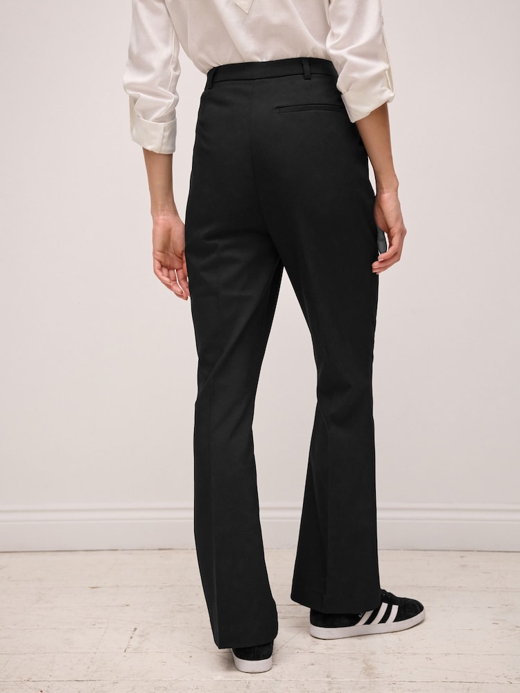 Zwart - Maatgesneden bootcutbroek met stretch - Image 3 of 6