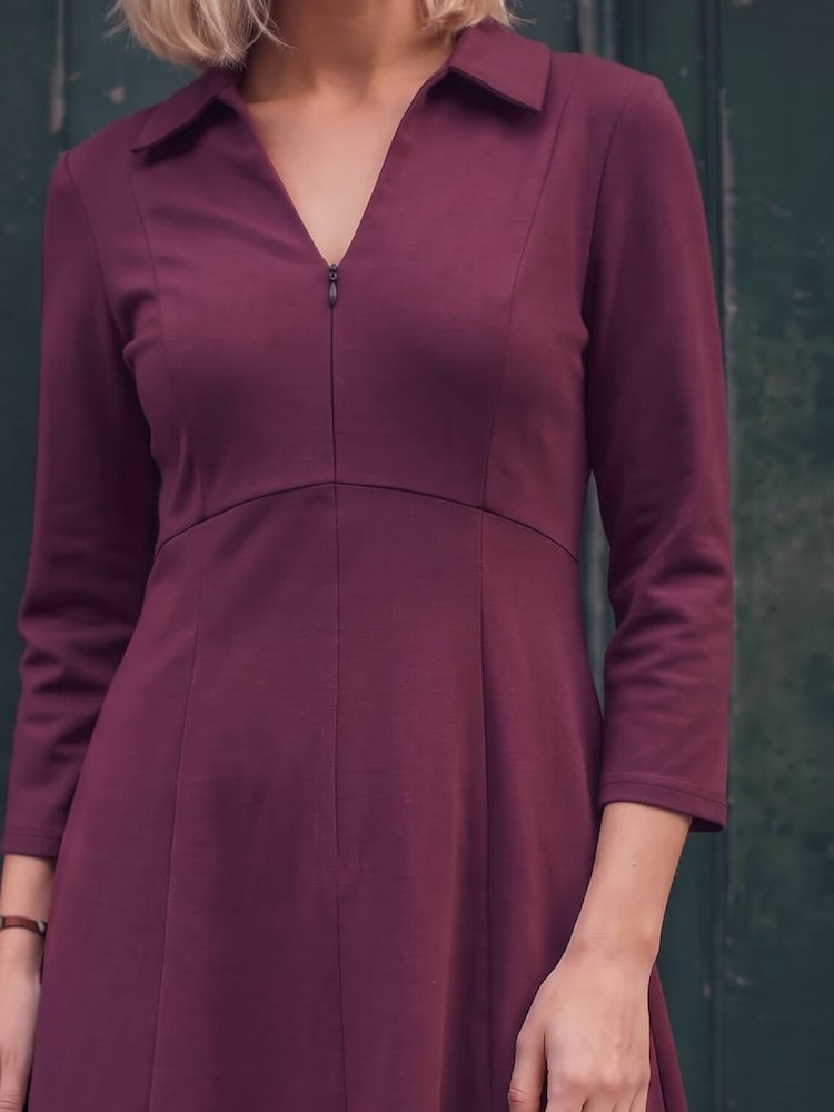 Roman Purple Petite Zip Front Dress - Image 4 of 4 Roman Purple Petite Zip Front Dress - Image 4 of 4
