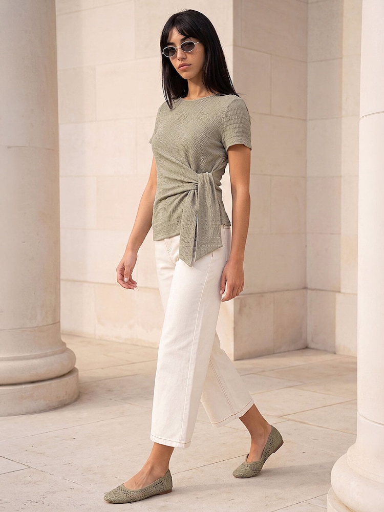 Roman Green Petite Textured Top - Image 2 of 4 Roman Green Petite Textured Top - Image 2 of 4