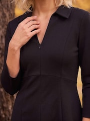 Roman Black Petite Zip Front Dress - Image 2 of 4