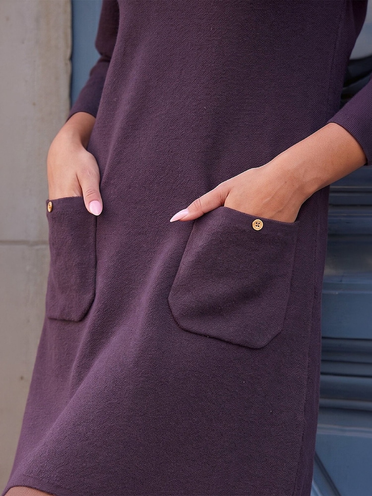 Roman Purple Pocket Knitted Dress - Image 4 of 4