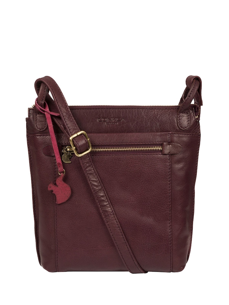Ciruela - Bolso bandolera de cuero Rego de Conkca - Imagen 2 de 5