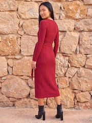 Roman Red Textured Tie Dress - Image 3 of 4
