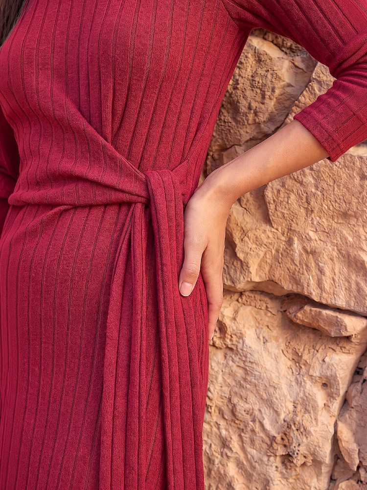 Roman Red Textured Tie Dress - Image 4 of 4 Roman Red Textured Tie Dress - Image 4 of 4