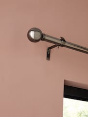 Pewter Grey Ball Finial Extendable Curtain 28mm Pole Kit - Image 2 of 7